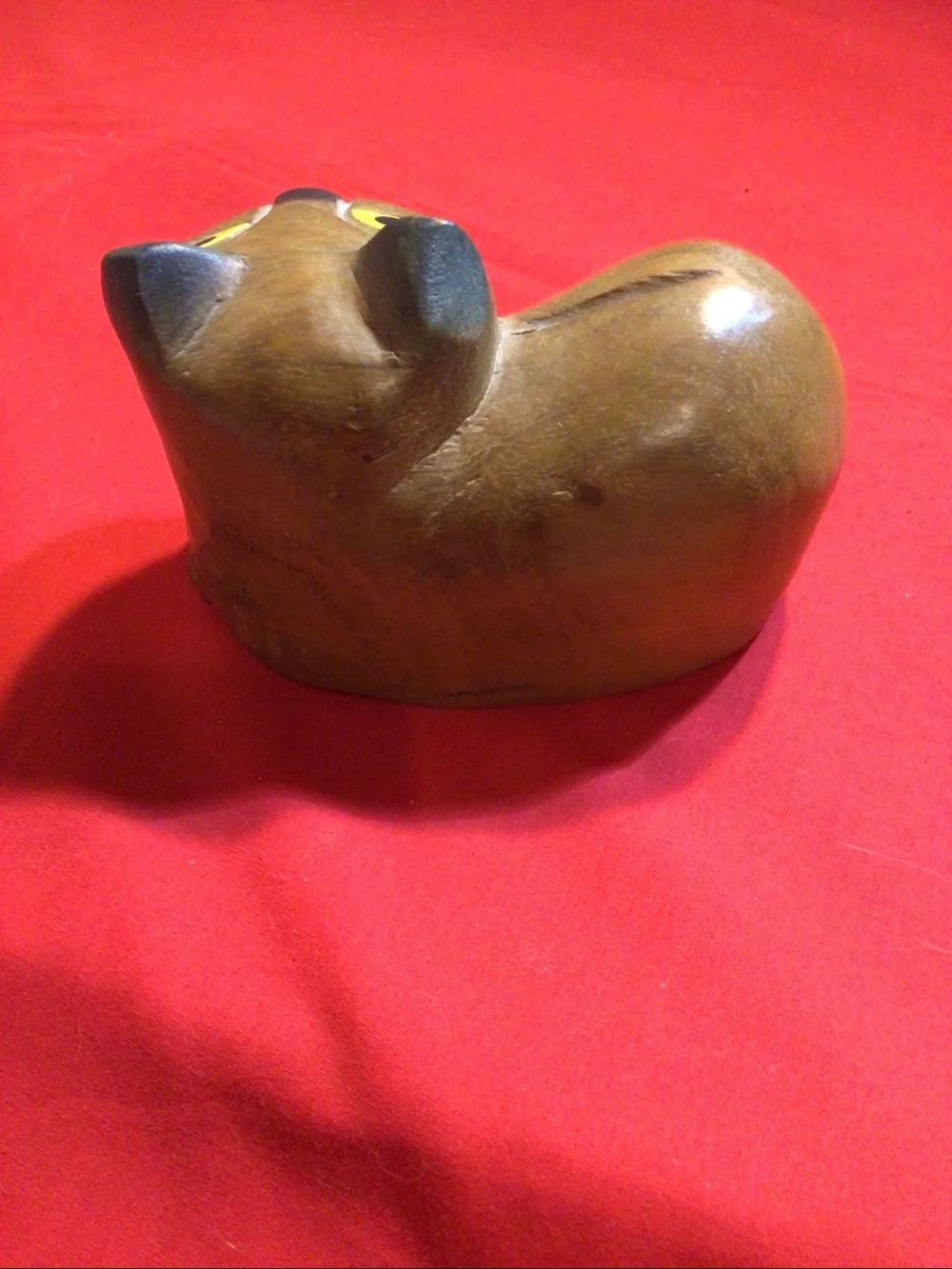 Vintage Wood Carved Painted Cat